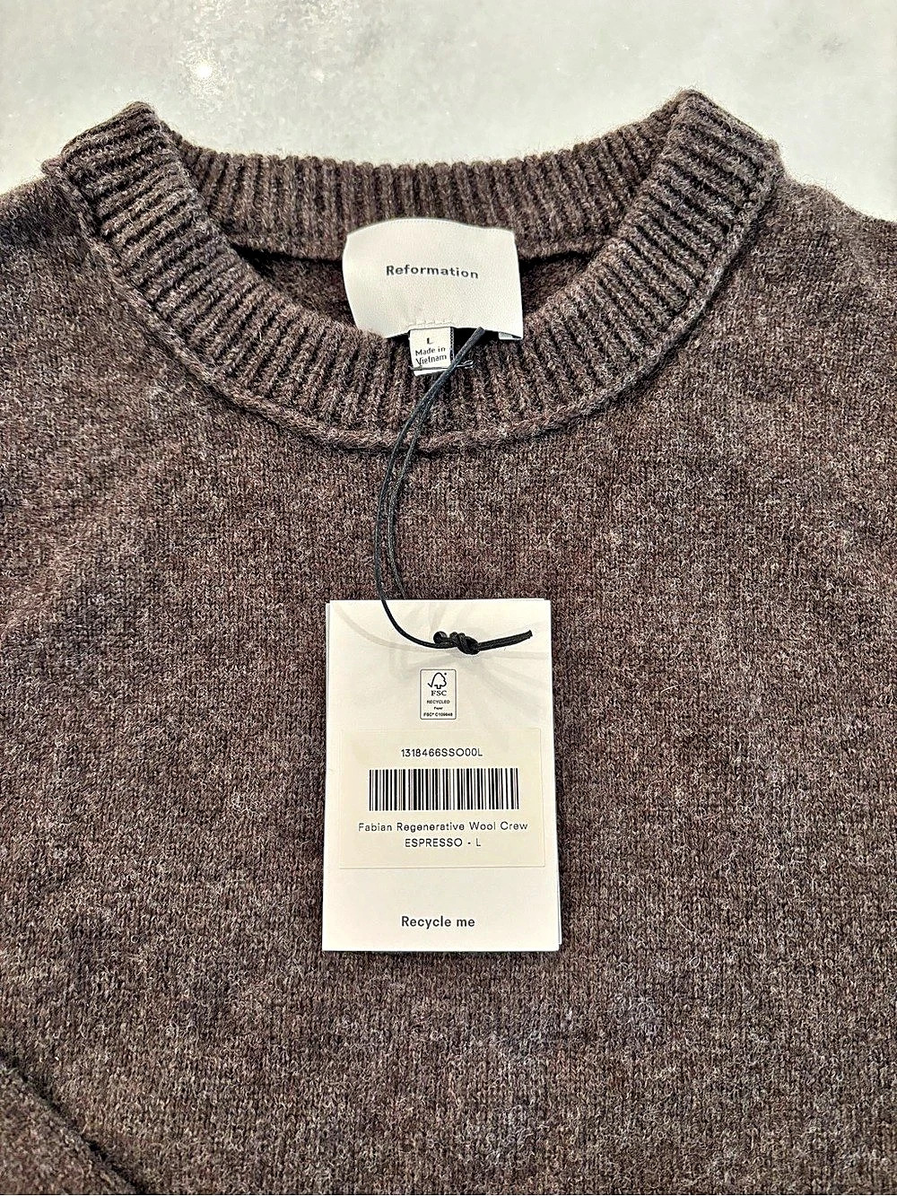 Reformation Fabian Regenerative Wool Crew Wool Sweater Brown - Picture 3 of 7